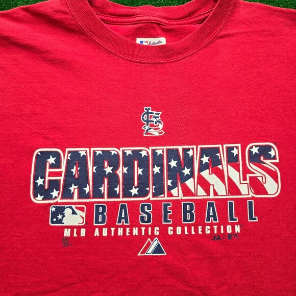 St Louis Cardinals Tshirt Mens XL Red Short Sleeve MLB Baseball Sports Patriotic - Picture 2 of 7